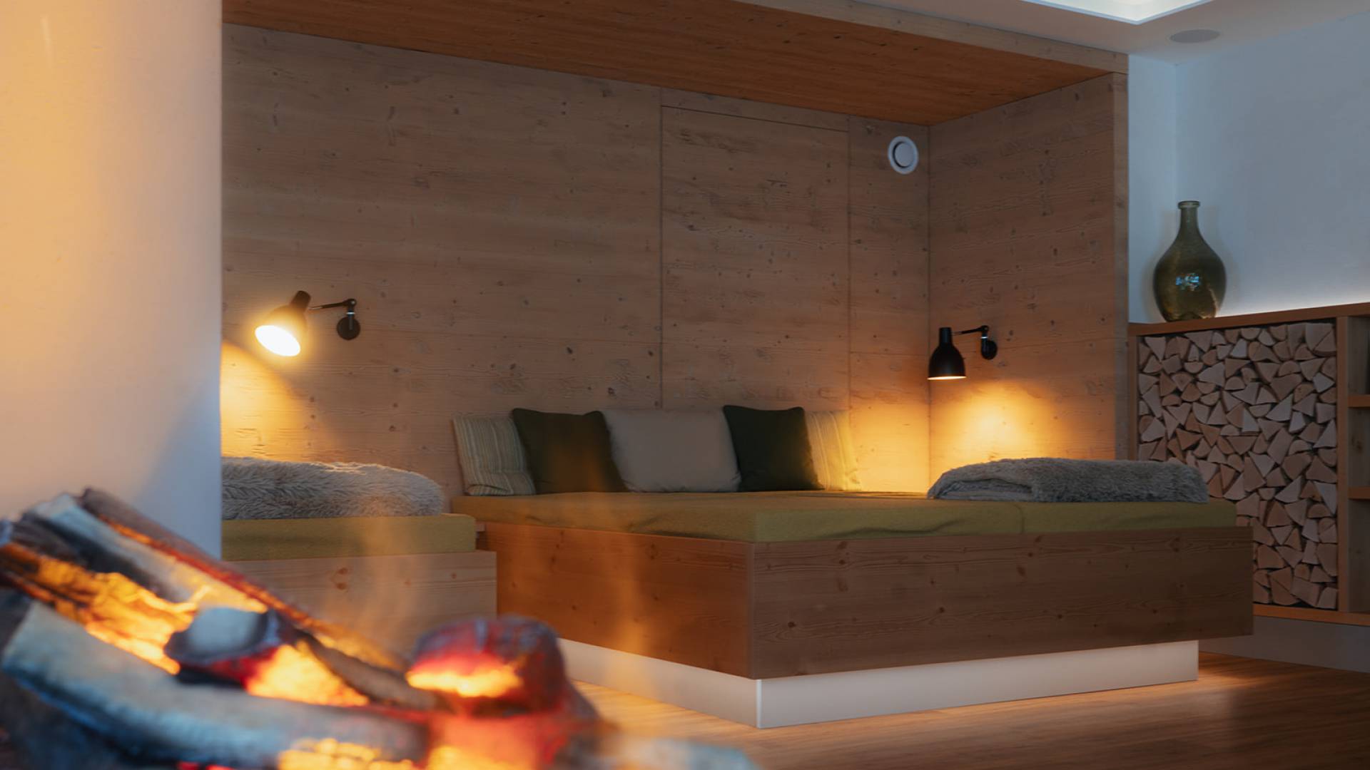 Gemütliches Ambiente im Wellness-Ruheraum