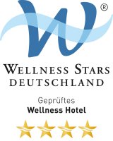 Logo Wellnessstars Deutschland Geprüftes Wellnesshotel 4 Sterne Auszeichnung